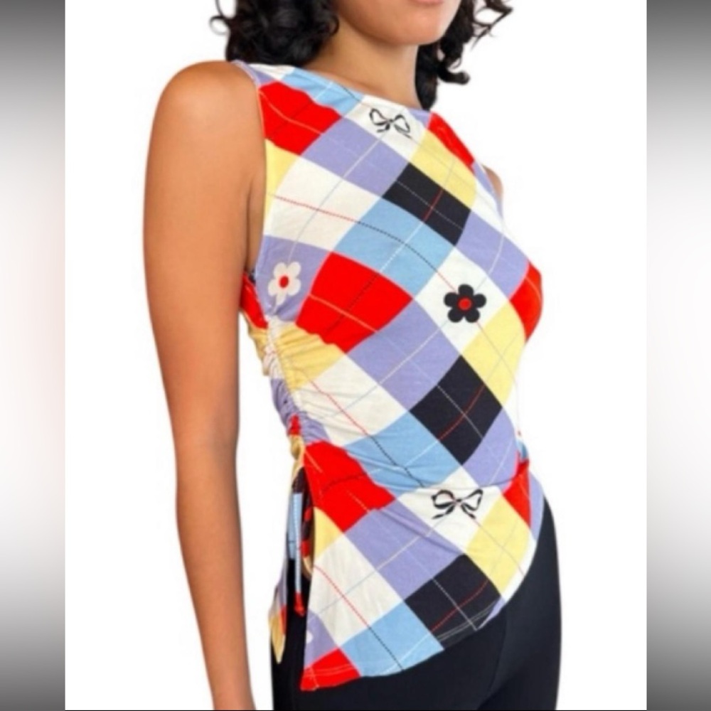 Lisa Says Gah Erin Tank Top in Cirque Argyle